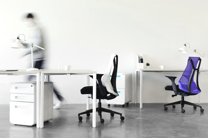 office space with desk and chairs