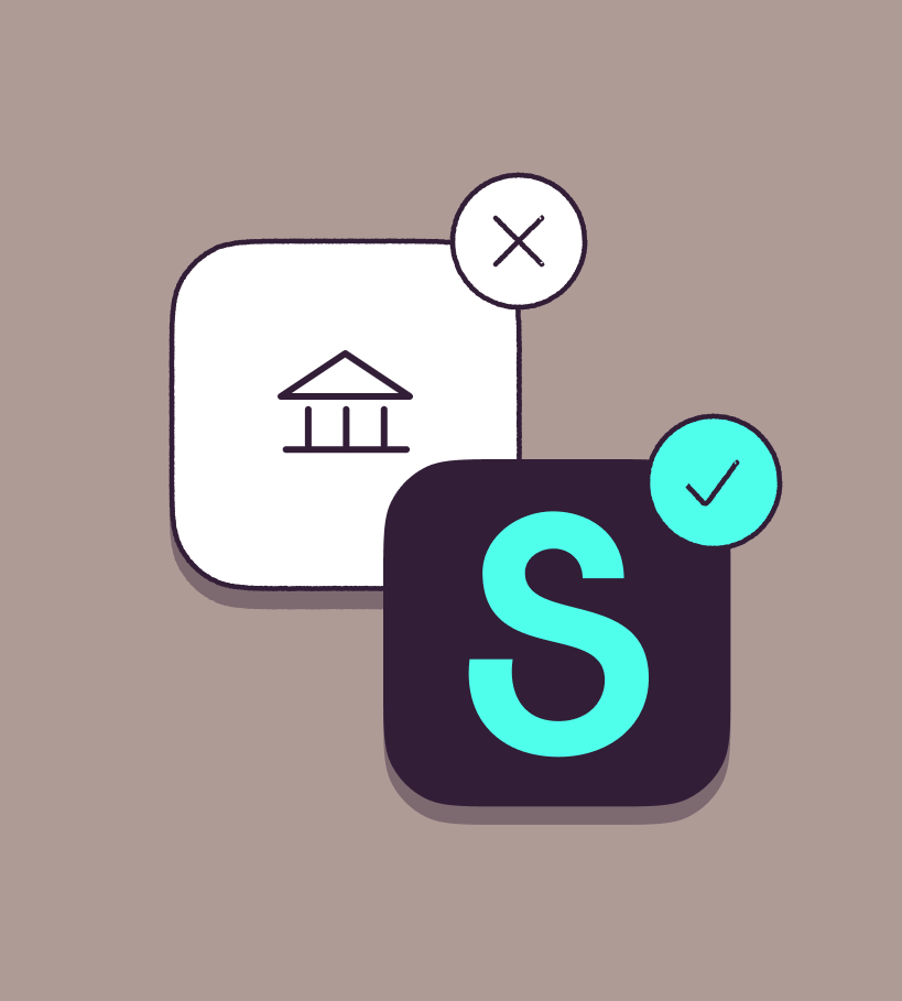 Illustration showing an old account versus a Starling account