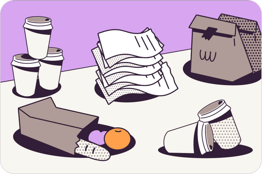 An illustration showing a range of items representing avoidance