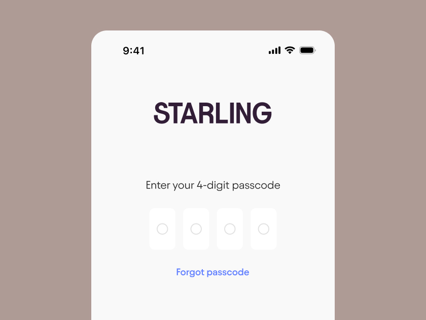 Starling mobile app locked and asking for personal passcode
