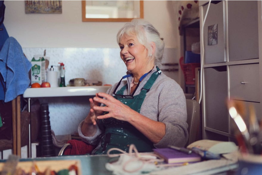 A sculptor in her studio