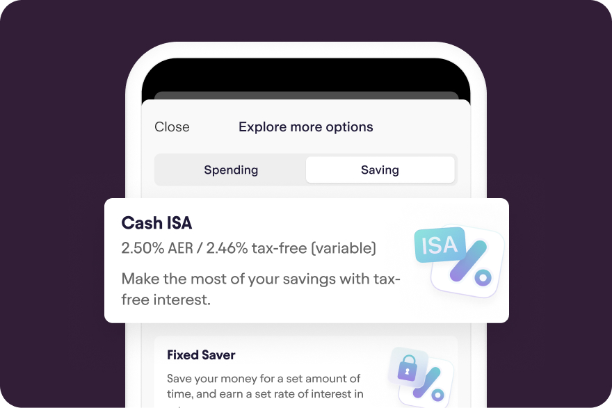 An example app screen showing how to open a Cash ISA