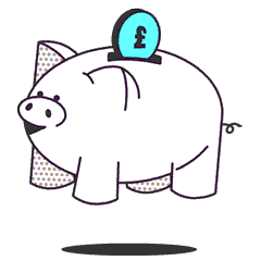 An illustration showing a piggy bank with a coin slotted in