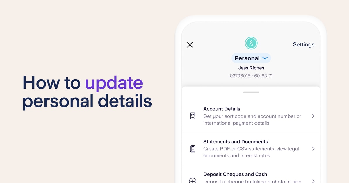 Updating your personal details in the Starling app Starling Bank