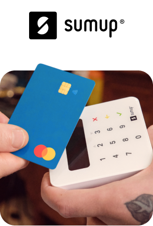 A card being used to pay on a Sumup card reader