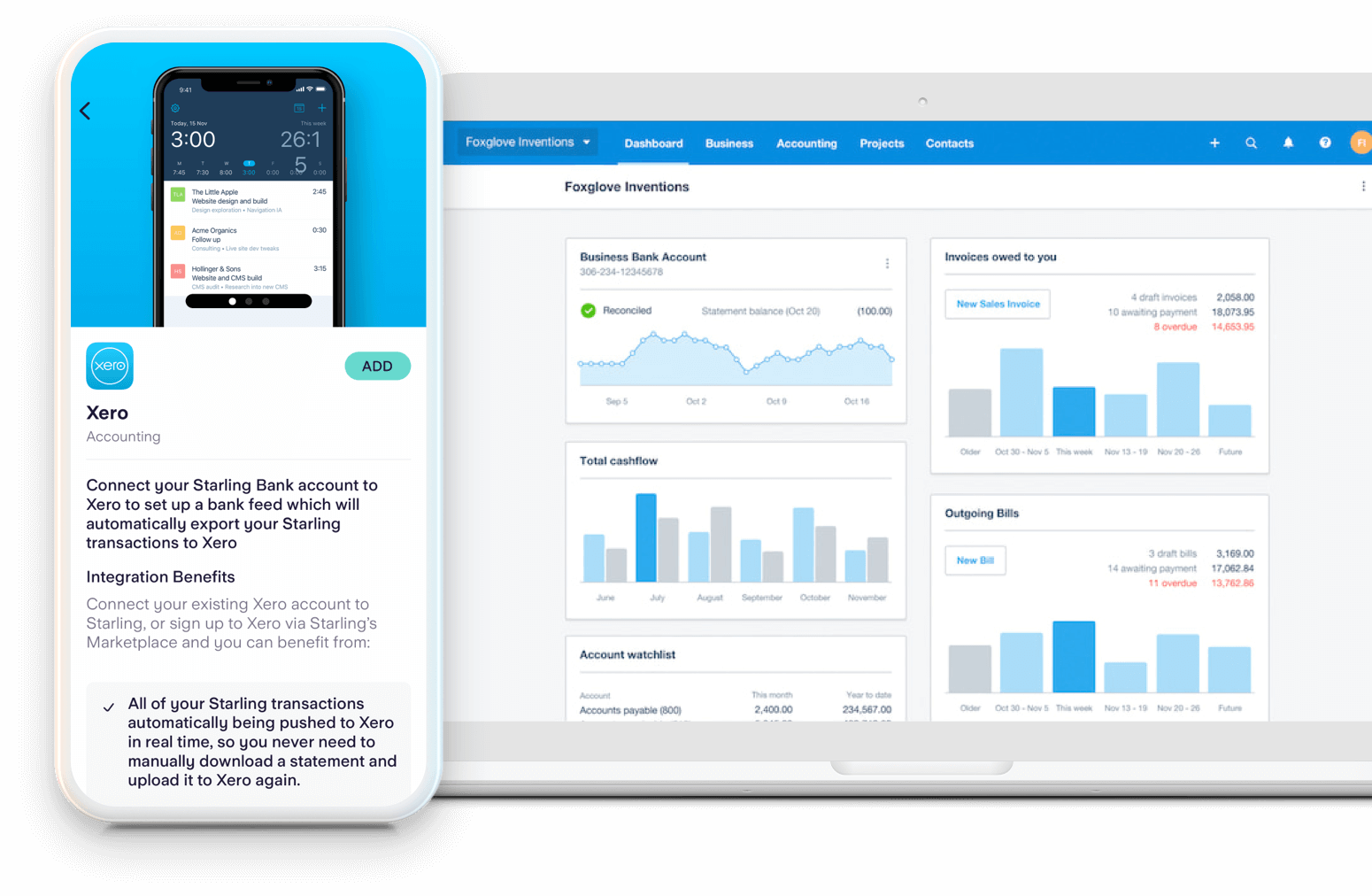 phone and laptop banking interface