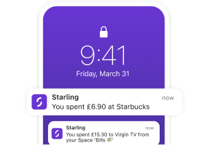 Starling app spending notifications