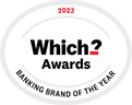 A picture of badge awarded to Starling Bank for being Which Banking Brand of the Year 2023