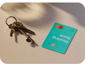House keys next to a Starling card