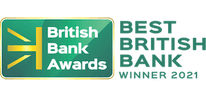 Badge awarded to Starling Bank for being the Best British Bank of 2021
