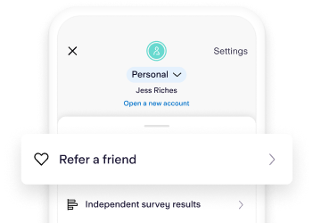 app interface of refer a friend location