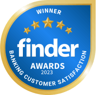 Finder Awards 2023 logo - awarded to Starling Bank for Best Banking Customer Satisfaction